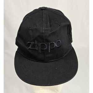 Zippo‎ Black Baseball Cap Hat Adjustable Snapback Embroidered Logo Subtle Biker
